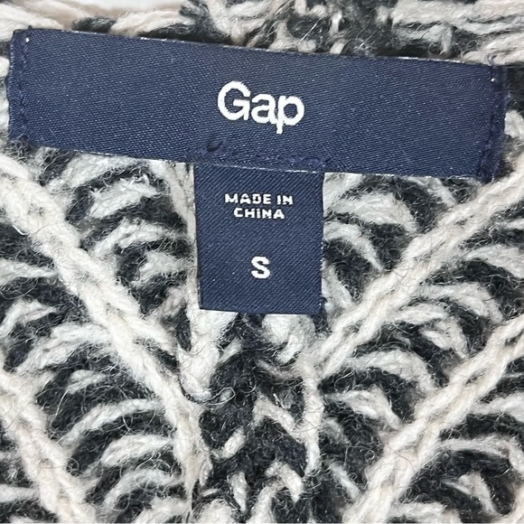 Gap 100% Lamb Wool Grey Chevron Long Sleeve Open Front Cardigan Size Small - Picture 5 of 7